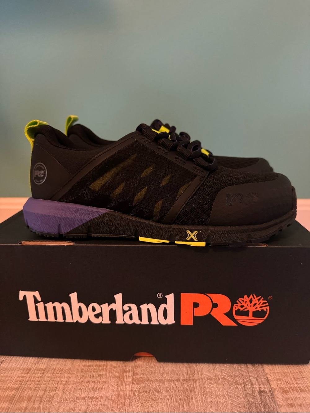 Timberland PRO Black Sneakers with Purple & Yellow Highlights
